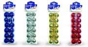 Set 12 globuri 40mm metalizat model Sfaccettato argintiu, auriu, rosu, albastru
