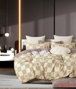 Lenjerie Pat Dublu, Bumbac Finet, 6 Piese - Carouri  Inimioare