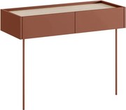 Masa de toaletă cu sertare și picioare metalice Desin 100 cm - verde măsliniu / stejar nagano - ceramic red / stejar nagano