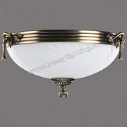 Plafoniera Omega cu Diam 33 cm, Desing Clasic, Finisaj Bronz Antic, Abajur Alb - Bussy Lighting 3035-52-44B