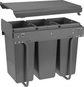 Cos gunoi incorporabil Practi Eco GTV, colectare selectiva, pentru corp de 300 mm, gri antracit, 3 x 10 l Plastic, Gri antracit, L:282 mm; A:500 mm;