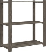 vidaXL Suport de depozitare 3 niveluri gri 80x38x90 cm lemn masiv pin