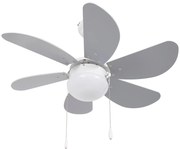 HOMCOM Ventilator de Tavan cu Lumină, Ventilator cu Montaj Incastrat, 6 Palete Reversibile și Întrerupător cu Lanț, Ø76x41.5 cm, Gri | Aosom Romania