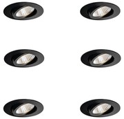 Set de 6 spoturi încastrate negre 6,8 cm, inclusiv LED 750 lm, cu dimmer IP23 - Gaius