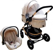 Carucior nou nascuti 3 in 1 Baby Care™ PRO 531 , Cadru Aluminiu, Amortizoare, Roti din cauciuc plin AVE, Landou, Scoica auto, Spatar reglabil 3