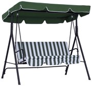 Outsunny Leagăn de Grădină cu 3 Locuri și Parasolar Basculant, 172×110×153 cm, Verde | Aosom Romania