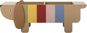 Raft de cărți pentru copii din lemn, multicolor, cu decupaje în formă de câine, 108x37x32 cm, „Charlie"