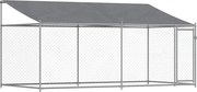 vidaXL Cușcă câini cu acoperiș și uși, gri, 4x2x2 m, oțel galvanizat