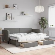 vidaXL Pat de zi cu extensie și sertare, gri închis, 80x200 cm textil