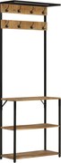 vidaXL Cuier de haine cu pantofar, 68x30x182 cm, lemn masiv mango brut
