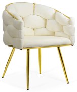 Scaun living crem din catifea cu cadru auriu BUC 251