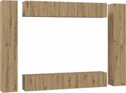 vidaXL Set comodă TV Pe perete 10 pcs Stejar Artizanal Lemn compozit
