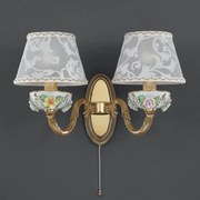Aplica de perete din alama si portelan 2 brate design italian