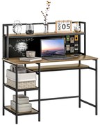 HOMCOM Birou cu rafturi birou informatic birou de calculator cu 4 rafturi, blat mare și panou negru, maro | Aosom Romania