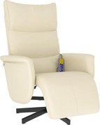 vidaXL Fotoliu masaj rabatabil suport picioare, crem, piele ecologică