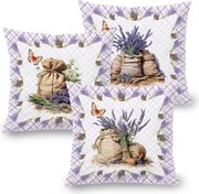decoDoma Set de 3 fețe pernuțe LAVANDĂ 45 x 45 cm
