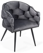 Scaun living modern din catifea si cadru metalic BUC 256 gri