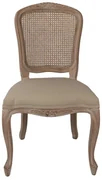 Scaun dining shabby chic, cu spătar din rattan, 52x49x95 cm