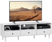 HOMCOM Comodă TV, Stand TV pentru Ecrane de 75 inch, 3 Rafturi Deschise, 3 Sertare, Placă de Particule, Alb | Aosom Romania