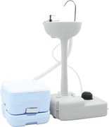 vidaXL Set de Toaletă pentru Camping 2 pcs Albastru și Alb
