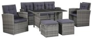 vidaXL Set mobilier de grădină cu perne, 6 piese, gri, poliratan
