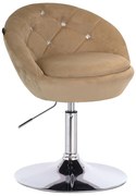 HR948N Scaun Latte din Catifea cu Bază Cromata