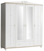 Dulap cu 4 usi si oglinda pentru copii si adolescenti, 179x62x212 cm, Colectia Frezya