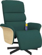 vidaXL Fotoliu masaj rabatabil cu suport picioare verde închis textil
