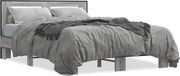 vidaXL Cadru de pat, gri sonoma, 135x190 cm, lemn prelucrat și metal