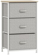 HOMCOM Mobilier de depozitare șifonier modern 3 sertare din material textil, cadru din oțel și placă de particule, 45 x 30 x 71 cm, gri | Aosom Romania