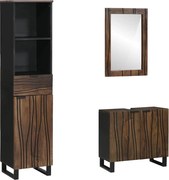 vidaXL Set de mobilier pentru baie cu ușă 3 pcs Maro Nuc Lemn compozit
