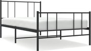 vidaXL Cadru pat metalic cu tăblii de cap/picioare, negru, 107x203 cm