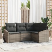 vidaXL Set de canapele pentru grădină 4 pcs Gri Rattan poli