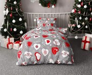 Lenjerie de pat din flanel CHRISTMAS HEART gri Dimensiune lenjerie de pat: 70 x 90 cm | 140 x 200 cm