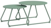 Outsunny Set de 2 mese de cafea rotunde încorporabile pentru grădină din metal epoxid, Masă de Cafea Stabilă pentru exterior, verde | Aosom Romania