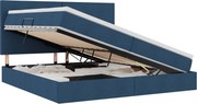 vidaXL Pat cu saltea și spațiu de depozitare albastru 200 x 200 cm
