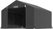 Outsunny Garaj Moto Exterior 3x3 m, Impermeabil, cu Ușă și Guri de Aerisire Rulabile, pentru Biciclete și Unelte, Gri Închis | Aosom Romania