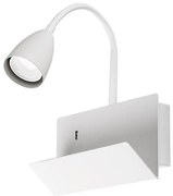 Aplica de perete cu spot directionabil si port USB Tacito alb