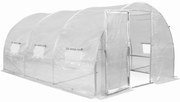 Seră de tip tunel cu cadru metalic 3x4,5m Garden Point alb cu usa Garden Point
