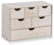 Organizator din lemn, cu 6 sertare, Wood Large Natural, L40xl20xH28 cm