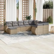vidaXL Set canapele de grădină cu perne, 10 piese, bej, poliratan