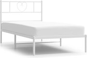 vidaXL Cadru pat metalic cu tăblie, alb, 90x200 cm