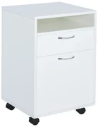 Comodă Mobilă pentru Birou HOMCOM, cu Roți, Design Compact, 40x35x60cm, Alb | Aosom Romania