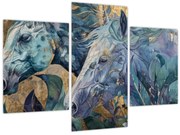 Tablou - Cai cu fundal auriu (90x60 cm)