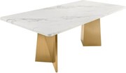Masa design modern, Metal, Auriu, Marmura, Alb, EXTRAVAGANCIA 200cm, A-45929 VC
