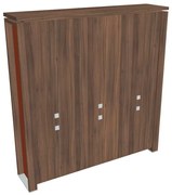 Dulap înalt Verno+ S 200 x 46 x 210 cm, nuc / portocaliu