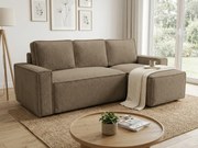 Canapea extensibila de colt SMART BOUCLE, bej inchis, reversibila, 232x143 cm