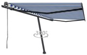 vidaXL Copertină autonomă retractabilă automat albastru&amp;alb 400x350 cm