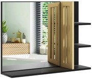 HOMCOM Oglindă de Baie cu Poliță, Oglindă Montată pe Perete, Oglindă cu 4 Rafturi de Depozitare pentru Machiaj, 45x15x58.5 cm, Negru | Aosom Romania