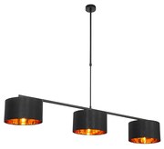 Lampă modernă suspendată neagră cu auriu 125 cm 3 lumini - VT 3